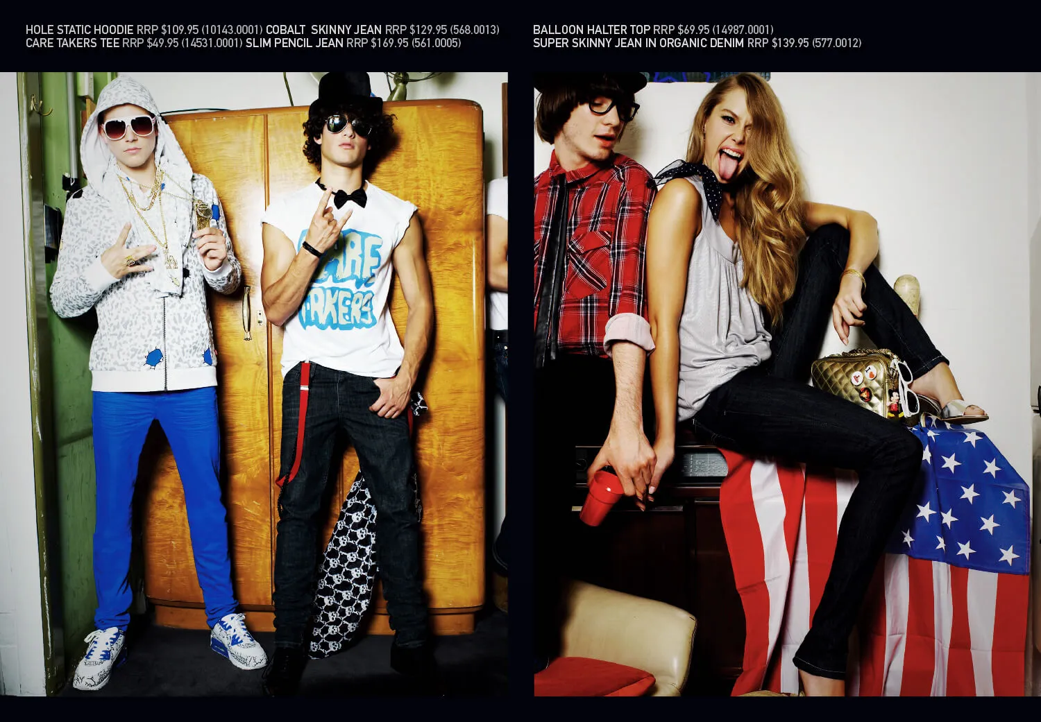 A page of a booklet for Levi's Americana new season range