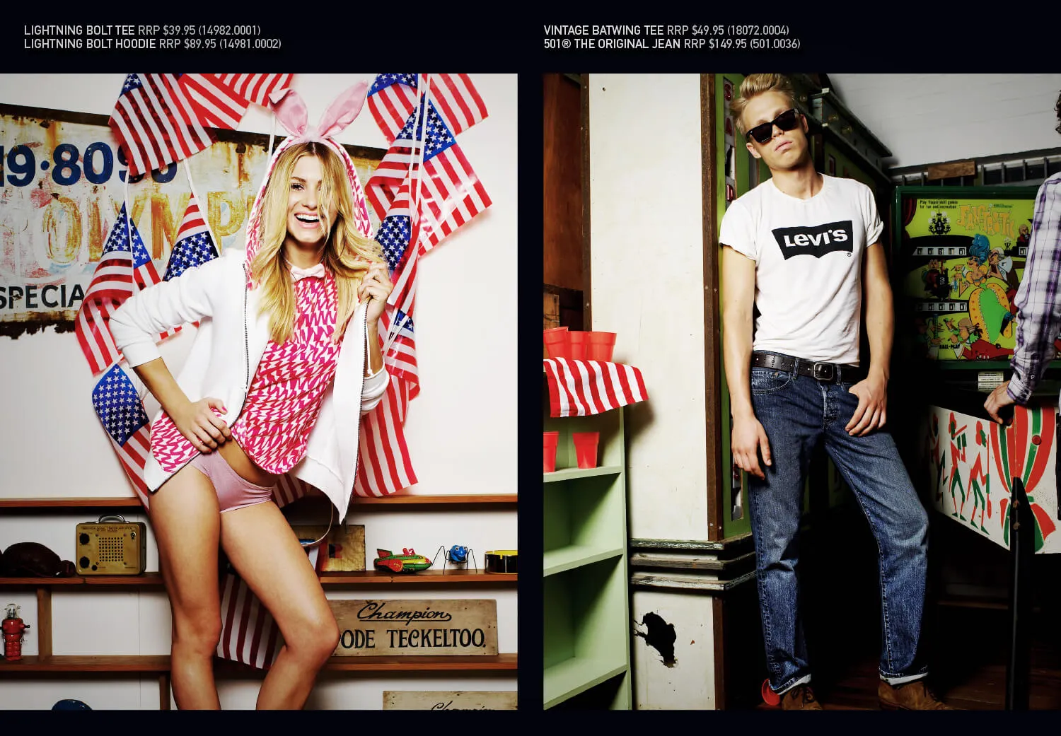 A page of a booklet for Levi's Americana new season range