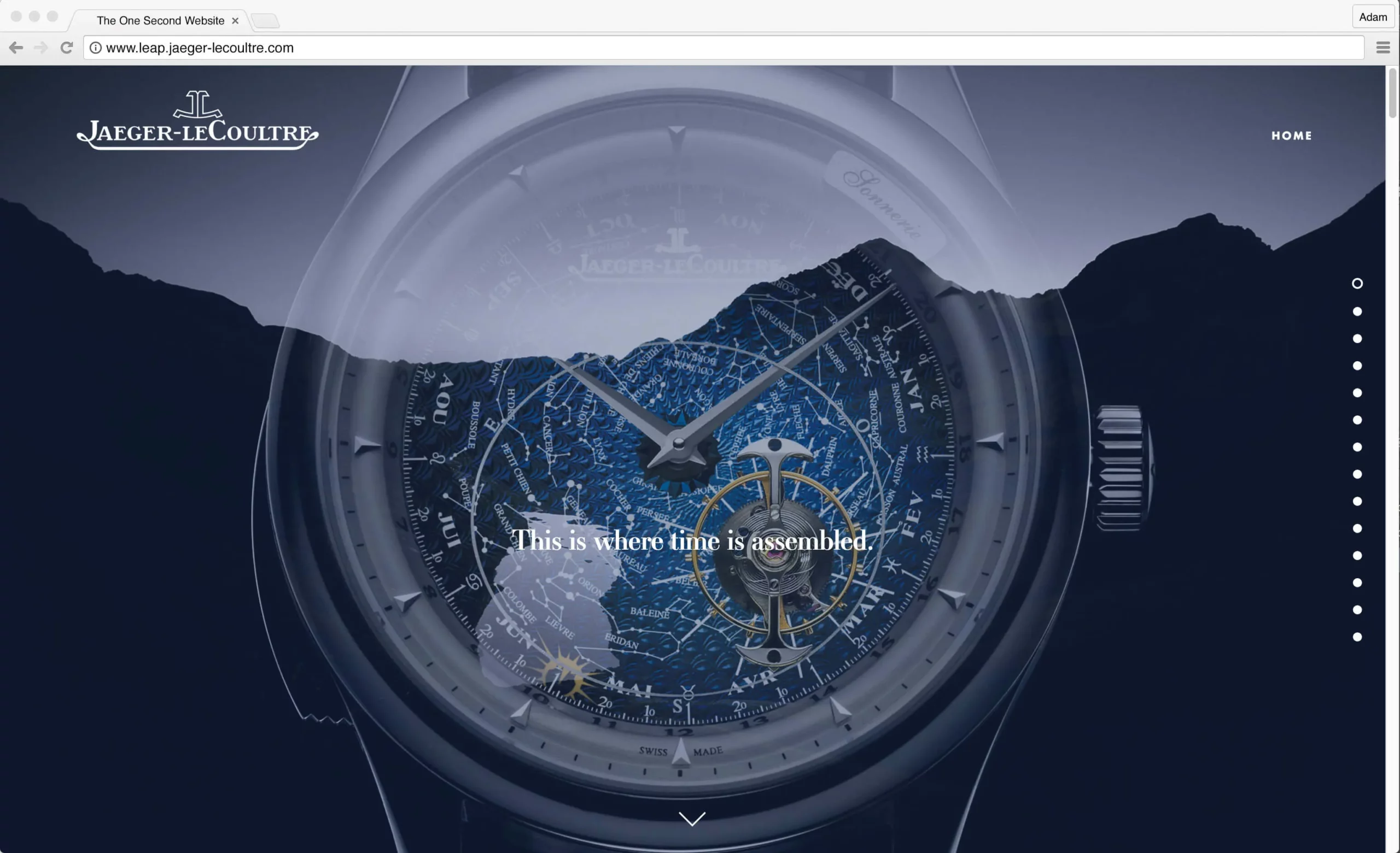 An example of website art direction for Jaeger-LeCoultre