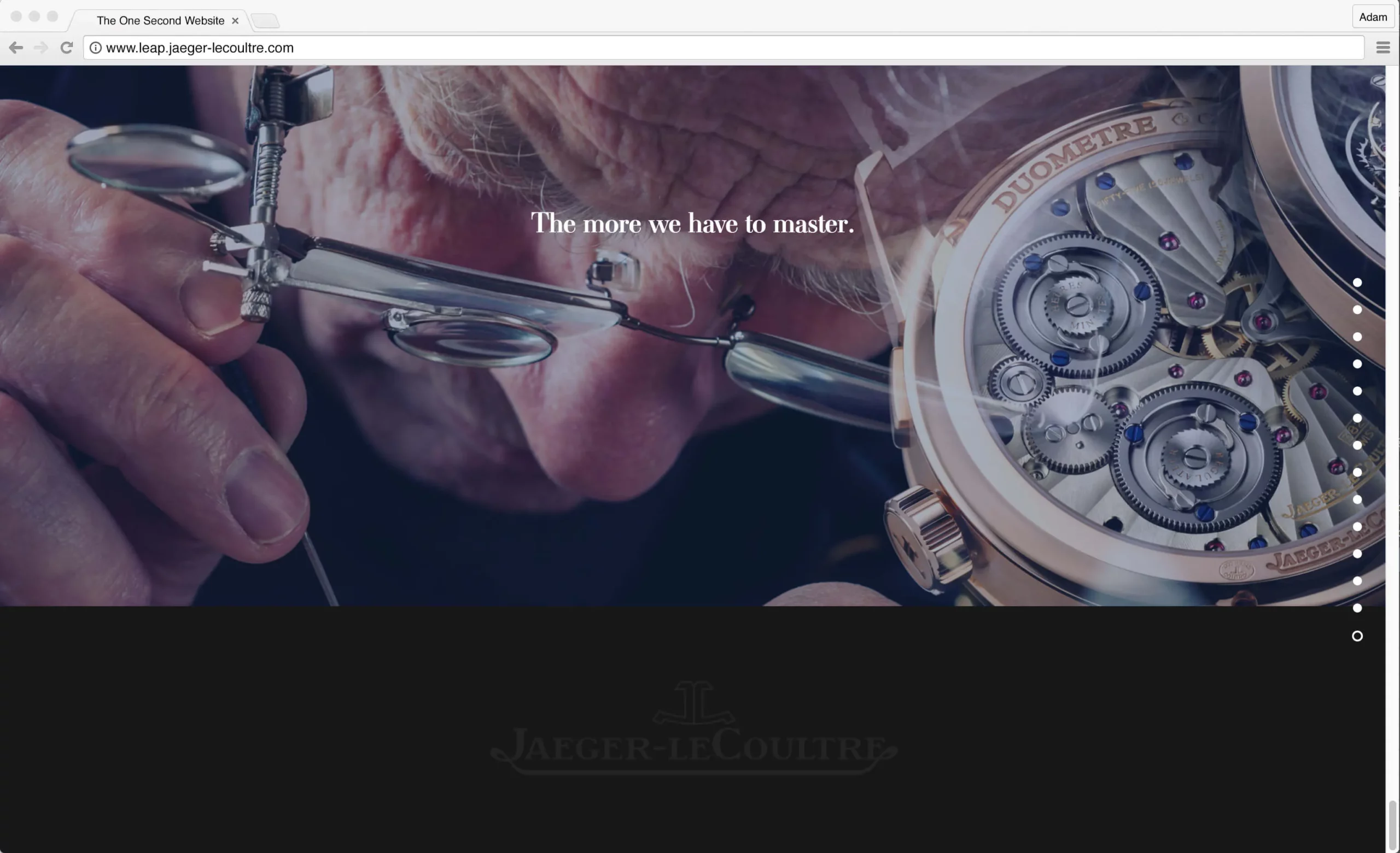 An example of website art direction for Jaeger-LeCoultre