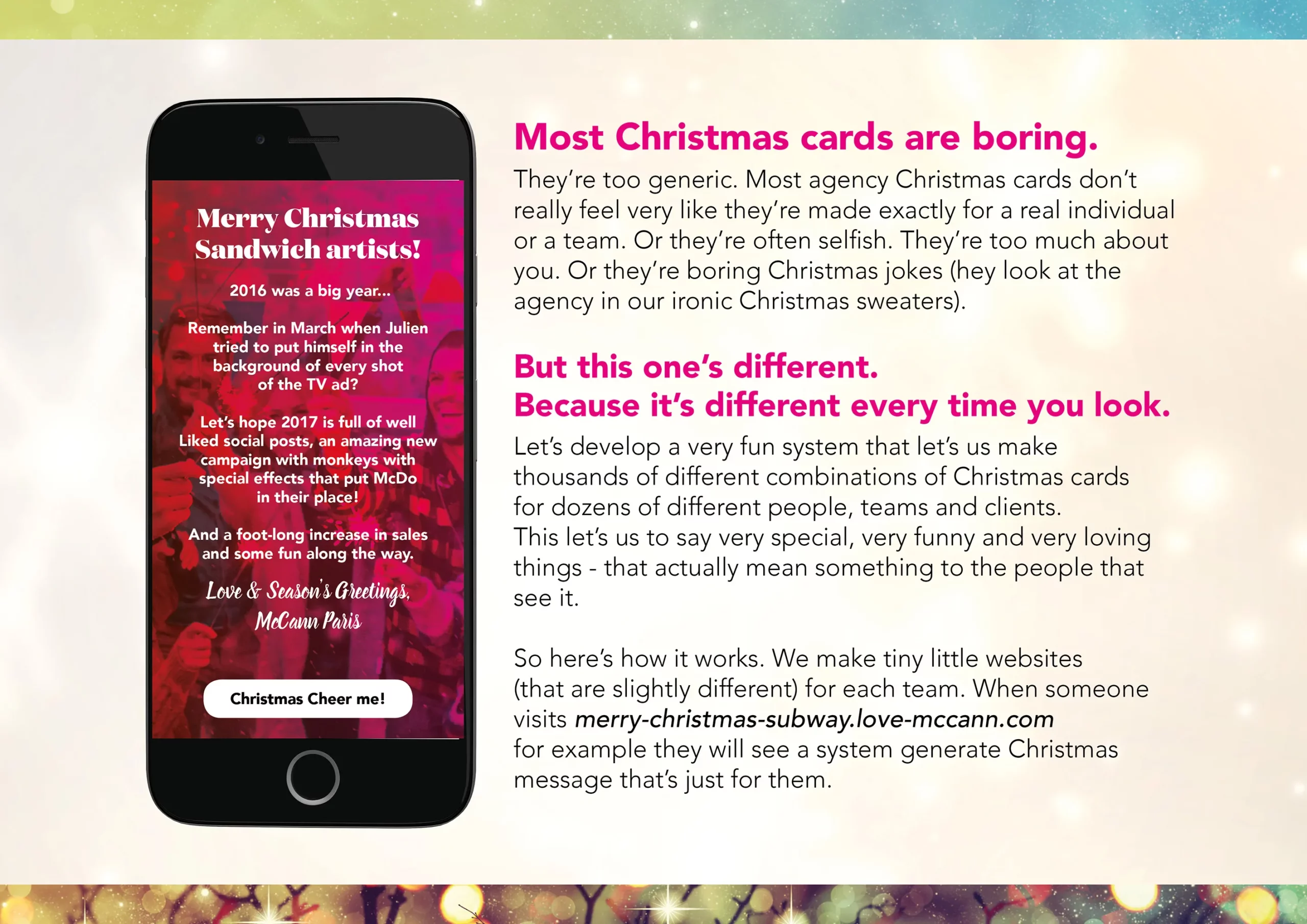 A creative concept for Christmas cards from McCann Paris that uses AI to generate greetings