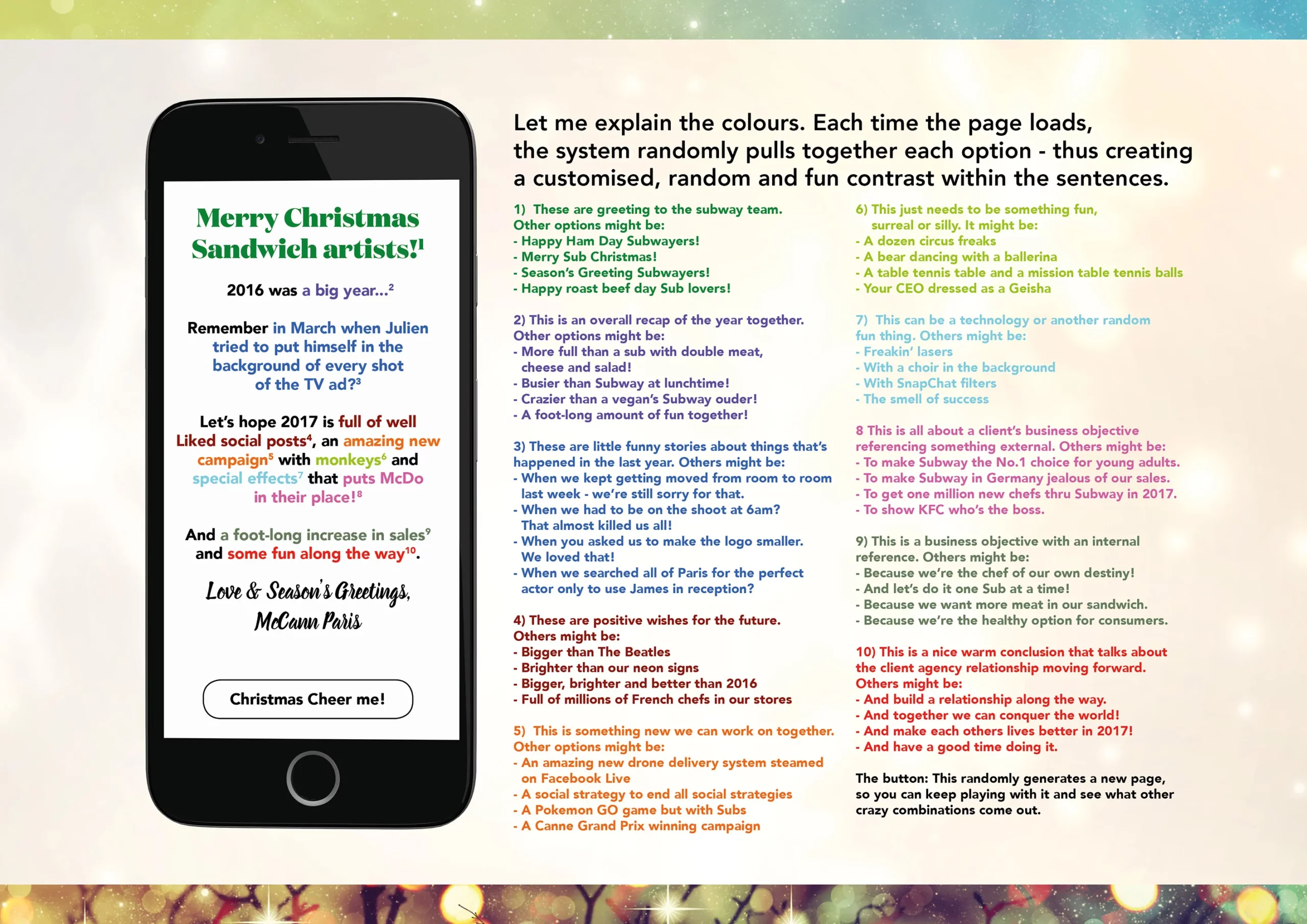 A creative concept for Christmas cards from McCann Paris that uses AI to generate greetings