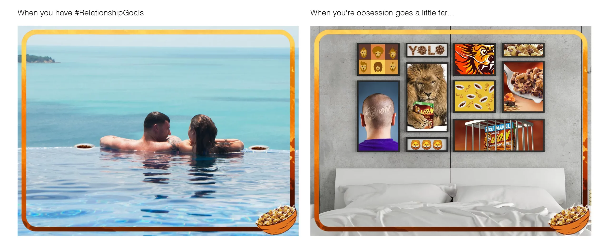 Facebook and Instagram posts for Nestlé Lion with vacation and fan themes