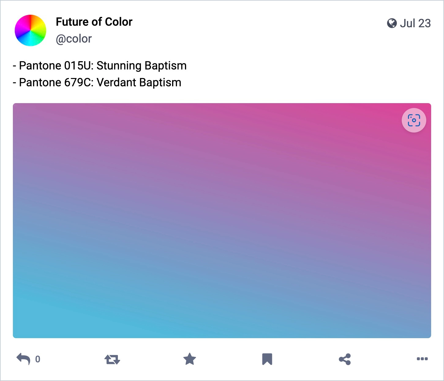 An example of a funny Mastodon bot what generates random colours and colour names